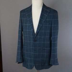 Denim Blue Basketweave w/ Storm Blue Windowpane Sport Coat / UNWORN 38
